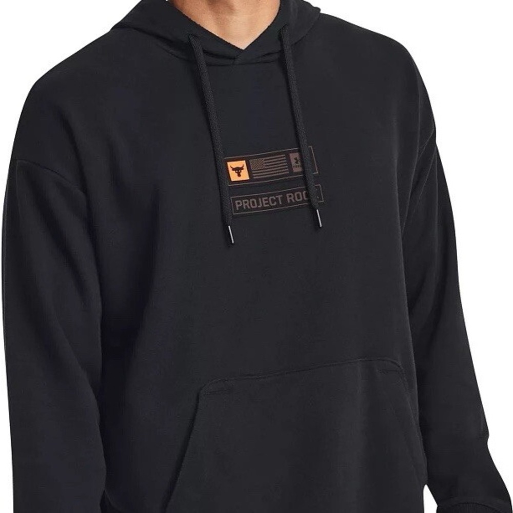 Under Armour Men's Project Rock Veterans Day Heavyweight Hoodie Black 2XL NWT